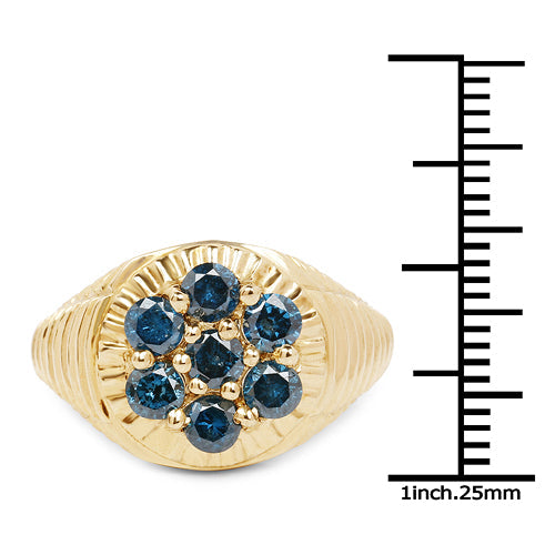 14K Yellow Gold Plated 1.40 Carat Genuine Blue Diamond .925 Sterling Silver Ring on sale at MyriadMart