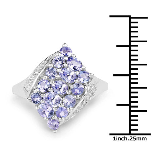 1.85 Carat Genuine Tanzanite .925 Sterling Silver Ring on sale at MyriadMart