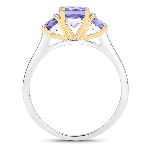 Two Tone Plated 1.07 Carat Genuine Tanzanite .925 Sterling Silver Ring on sale at MyriadMart