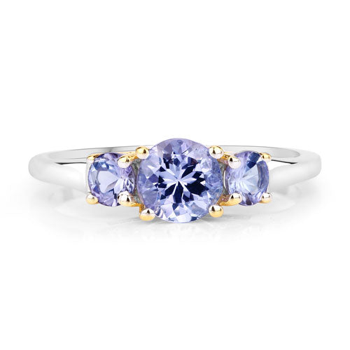 Two Tone Plated 1.07 Carat Genuine Tanzanite .925 Sterling Silver Ring on sale at MyriadMart