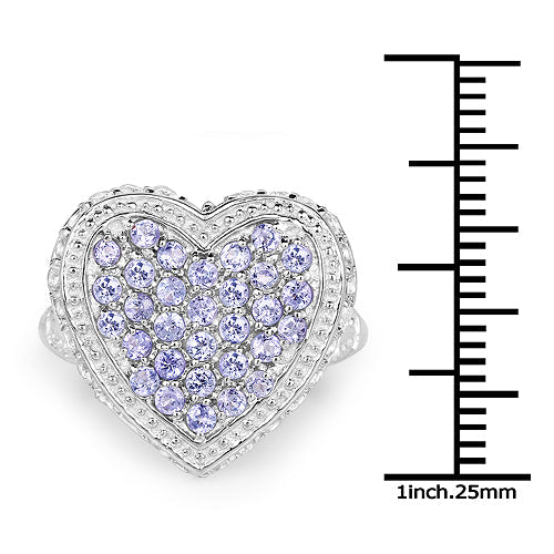1.81 Carat Genuine Tanzanite and White Topaz .925 Sterling Silver Ring on sale at MyriadMart