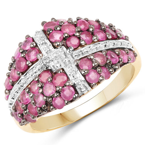 14K Yellow Gold Plated 1.70 Carat Genuine Ruby .925 Sterling Silver Ring on sale at MyriadMart
