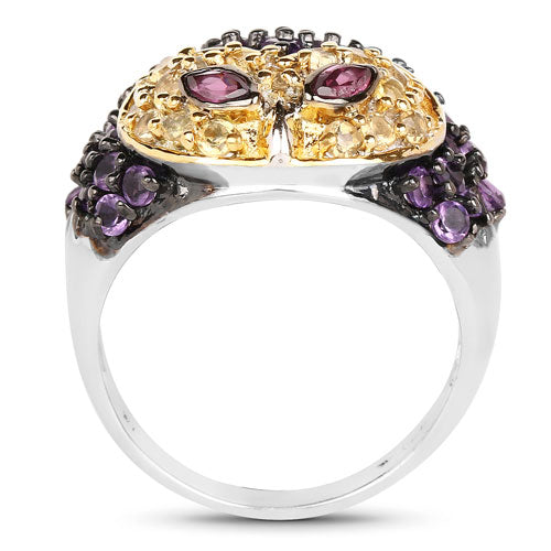 2.01 Carat Genuine Rhodolite and Amethyst .925 Sterling Silver Ring on sale at MyriadMart