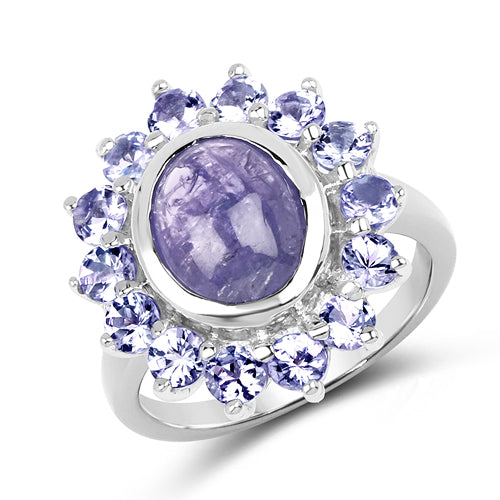 3.76 Carat Genuine Tanzanite .925 Sterling Silver Ring on sale at MyriadMart