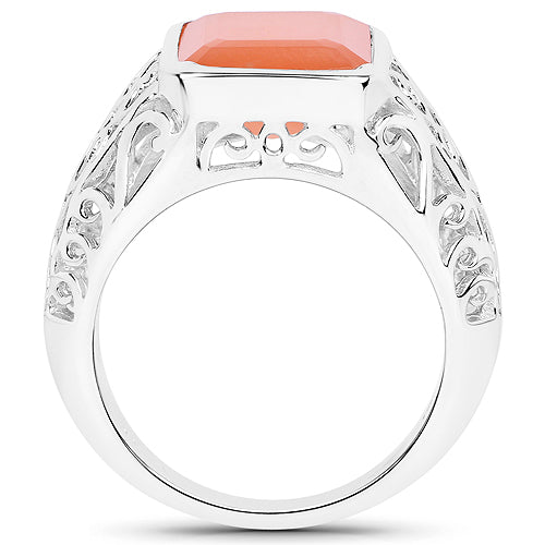 5.75 Carat Genuine Peach Moonstone .925 Sterling Silver Ring on sale at MyriadMart