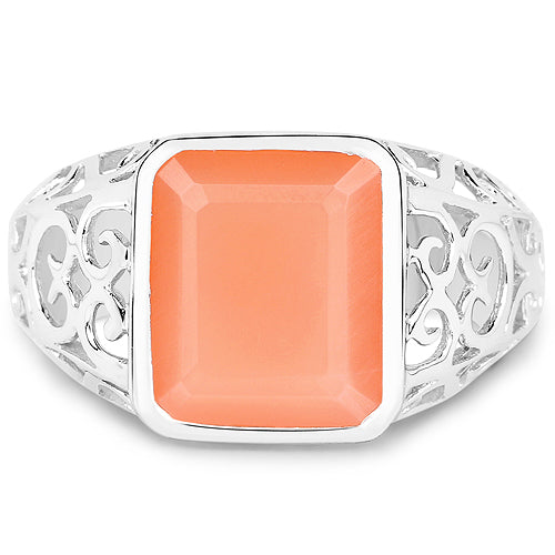 5.75 Carat Genuine Peach Moonstone .925 Sterling Silver Ring on sale at MyriadMart