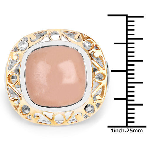 Two Tone Plated 12.80 Carat Genuine Moonstone .925 Sterling Silver Ring on sale at MyriadMart