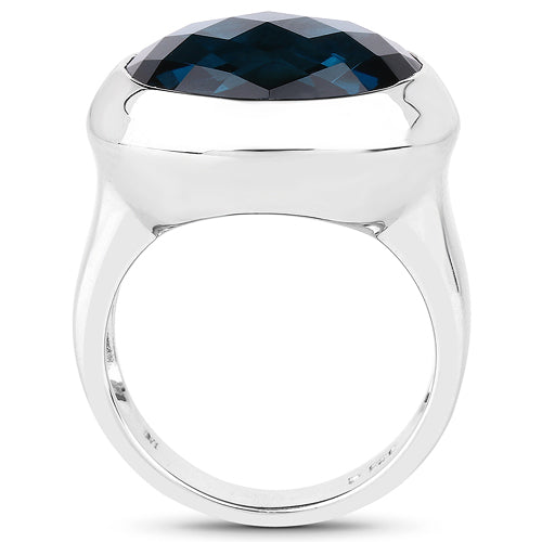 10.25 Carat Genuine London Blue Topaz .925 Sterling Silver Ring on sale at MyriadMart