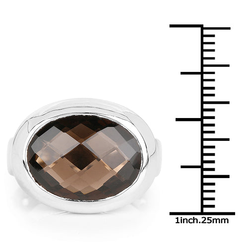 7.90 Carat Genuine Smoky Quartz .925 Sterling Silver Ring on sale at MyriadMart