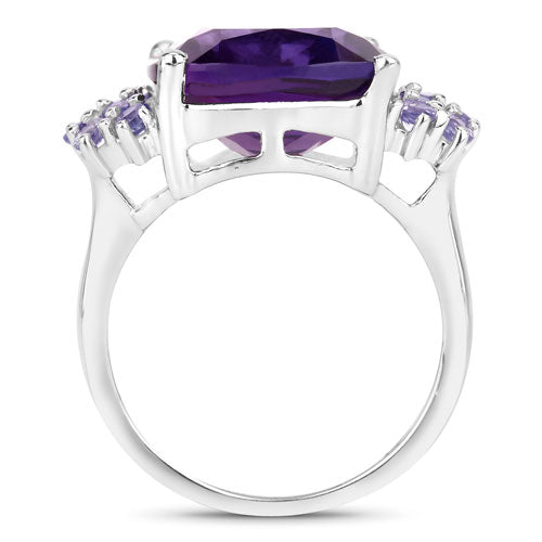 6.34 Carat Genuine Amethyst and Tanzanite .925 Sterling Silver Ring on sale at MyriadMart
