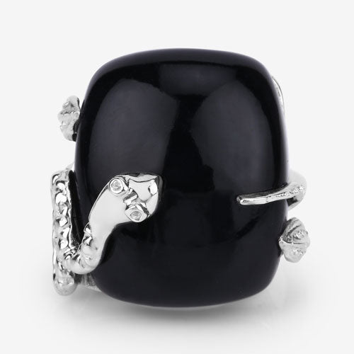 21.04 Carat Genuine Black Onyx and White Topaz .925 Sterling Silver Ring on sale at MyriadMart