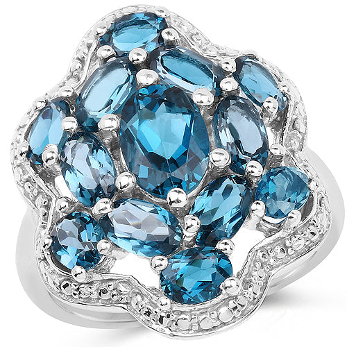 3.72 Carat Genuine London Blue Topaz .925 Sterling Silver Ring on sale at MyriadMart