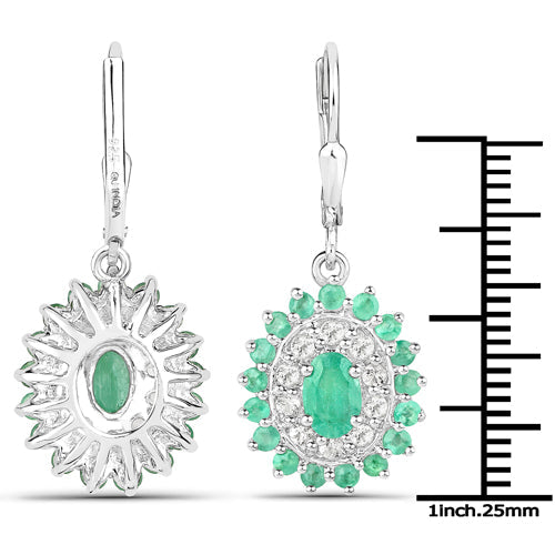 6.53 Carat Genuine Zambian Emerald and White Topaz .925 Sterling Silver 3 Piece Jewelry Set Ring, Earrings, and Pendant w/ Chain on sale at MyriadMart
