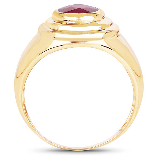 14K Yellow Gold Plated 1.65 Carat Genuine Glass Filled Ruby .925 Sterling Silver Ring on sale at MyriadMart