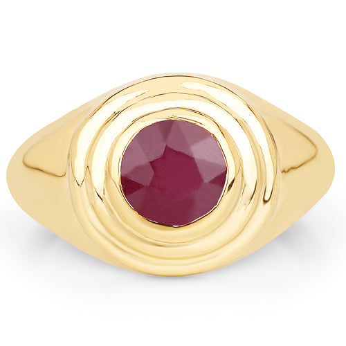 14K Yellow Gold Plated 1.65 Carat Genuine Glass Filled Ruby .925 Sterling Silver Ring on sale at MyriadMart