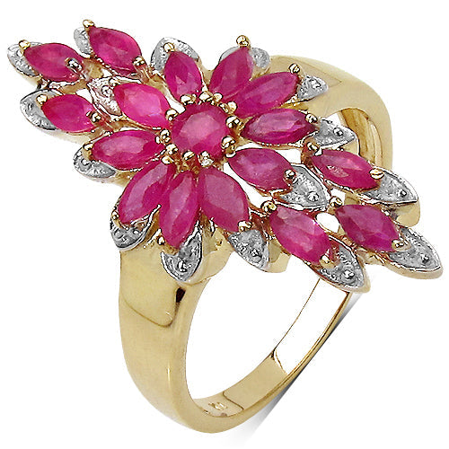 14K Yellow Gold Plated 2.04 Carat Genuine Ruby .925 Sterling Silver Ring on sale at MyriadMart