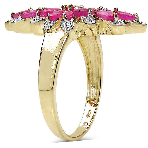 14K Yellow Gold Plated 2.04 Carat Genuine Ruby .925 Sterling Silver Ring on sale at MyriadMart