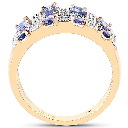 14K Yellow Gold Plated 1.68 Carat Genuine Tanzanite .925 Sterling Silver Ring on sale at MyriadMart