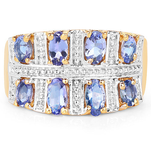 14K Yellow Gold Plated 1.68 Carat Genuine Tanzanite .925 Sterling Silver Ring on sale at MyriadMart