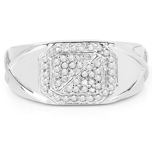 14K White Gold Plated 0.24 Carat Genuine White Diamond .925 Sterling Silver Ring on sale at MyriadMart