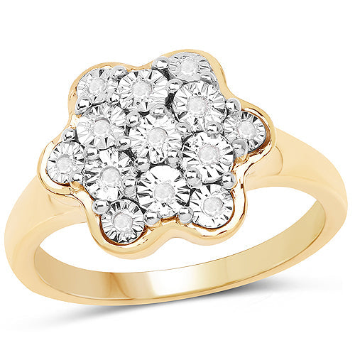 14K Yellow Gold Plated 0.07 Carat Genuine White Diamond .925 Sterling Silver Ring on sale at MyriadMart