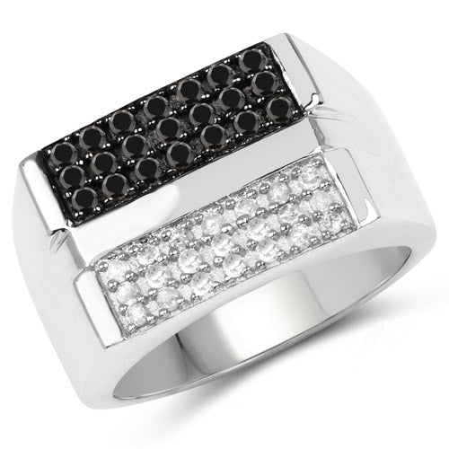 0.64 Carat Genuine Black Diamond and White Diamond .925 Sterling Silver Ring on sale at MyriadMart