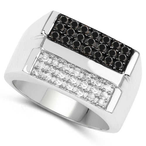 0.64 Carat Genuine Black Diamond and White Diamond .925 Sterling Silver Ring on sale at MyriadMart