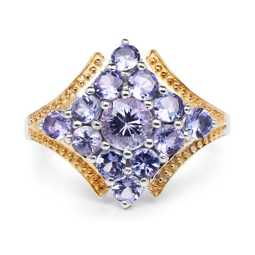 Two Tone Plated 1.67 Carat Genuine Tanzanite .925 Sterling Silver Ring on sale at MyriadMart