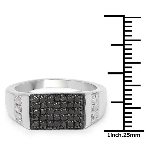 0.55 Carat Genuine Black Diamond and White Diamond .925 Sterling Silver Ring on sale at MyriadMart
