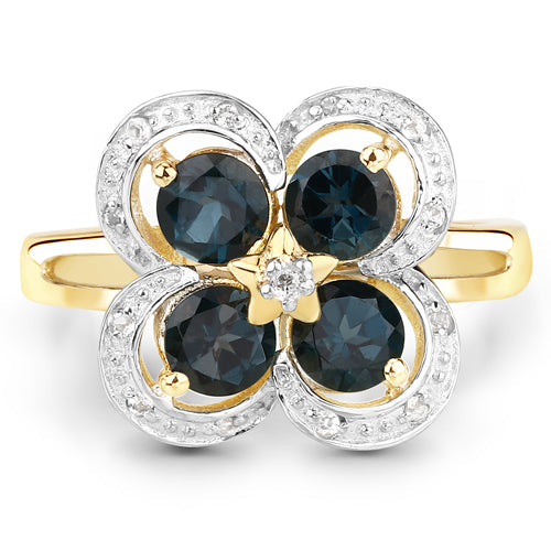 1.76 Carat Genuine London Blue Topaz and White Topaz .925 Sterling Silver Ring on sale at MyriadMart