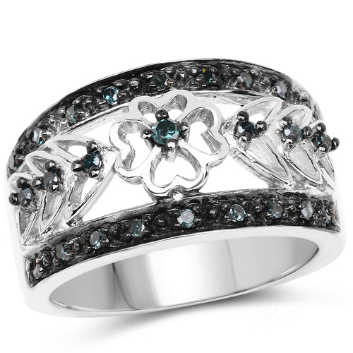 0.31 Carat Genuine Blue Diamond .925 Sterling Silver Ring on sale at MyriadMart