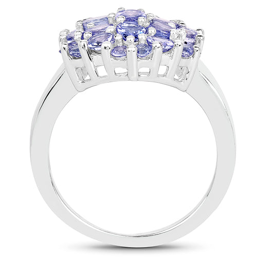 2.03 Carat Genuine Tanzanite .925 Sterling Silver Ring on sale at MyriadMart