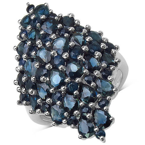 4.70 Carat Genuine Blue Sapphire .925 Sterling Silver Ring on sale at MyriadMart
