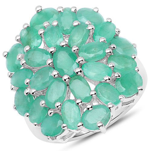 5.88 Carat Genuine Emerald .925 Sterling Silver Ring on sale at MyriadMart