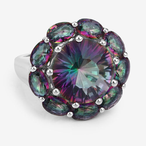 11.45 Carat Genuine Rainbow Quartz .925 Sterling Silver Ring on sale at MyriadMart