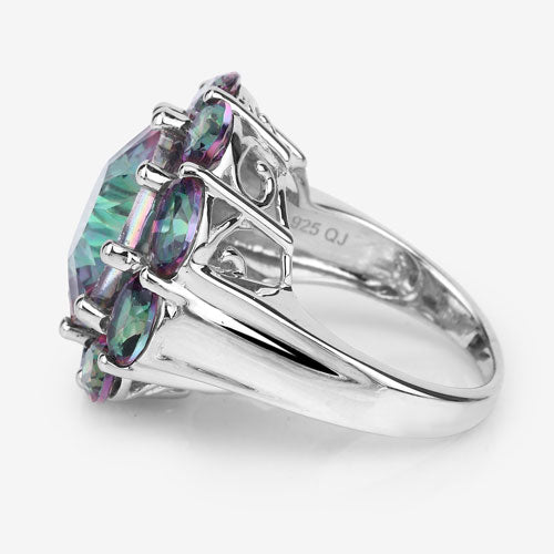11.45 Carat Genuine Rainbow Quartz .925 Sterling Silver Ring on sale at MyriadMart