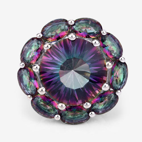 11.45 Carat Genuine Rainbow Quartz .925 Sterling Silver Ring on sale at MyriadMart