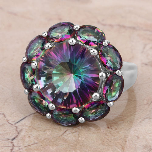 11.45 Carat Genuine Rainbow Quartz .925 Sterling Silver Ring on sale at MyriadMart