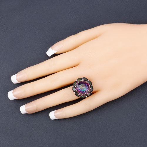 11.45 Carat Genuine Rainbow Quartz .925 Sterling Silver Ring on sale at MyriadMart