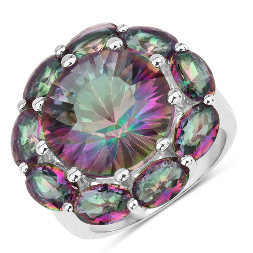 11.45 Carat Genuine Rainbow Quartz .925 Sterling Silver Ring on sale at MyriadMart