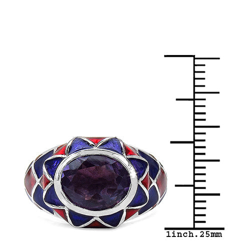 2.16 Carat Genuine Amethyst & White Diamond .925 Sterling Silver Ring on sale at MyriadMart