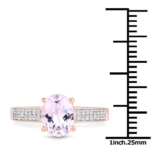 14K Rose Gold Plated 2.91 Carat Genuine Kunzite and White Zircon .925 Sterling Silver Ring on sale at MyriadMart