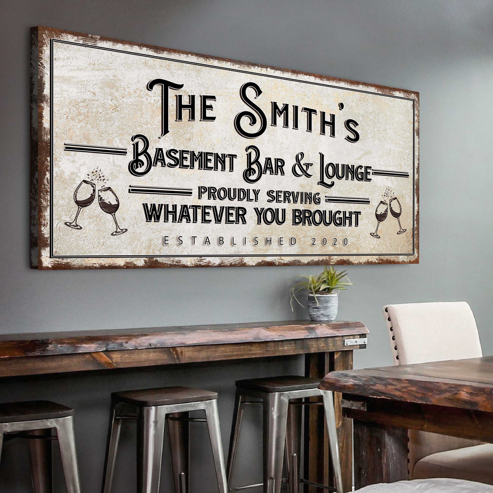 Personalized Basement Bar Sign: Rustic Modern Decor for Your Home Bar – Perfect Last Minute Anniversary Gift for Him on sale at MyriadMart