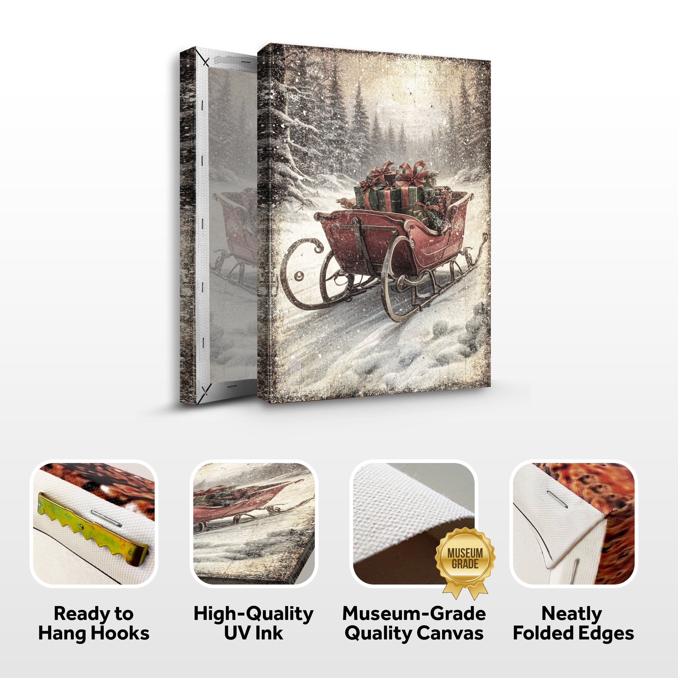 Vintage Christmas Sleigh Sled Wall Art IV on sale at MyriadMart