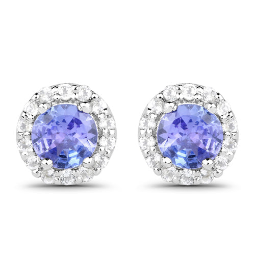 3.77 Carat Genuine Tanzanite and White Topaz .925 Sterling Silver 3 Piece Jewelry Set Ring, Earrings, and Pendant w/ Chain on sale at MyriadMart