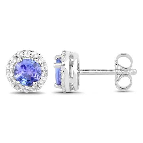 3.77 Carat Genuine Tanzanite and White Topaz .925 Sterling Silver 3 Piece Jewelry Set Ring, Earrings, and Pendant w/ Chain on sale at MyriadMart