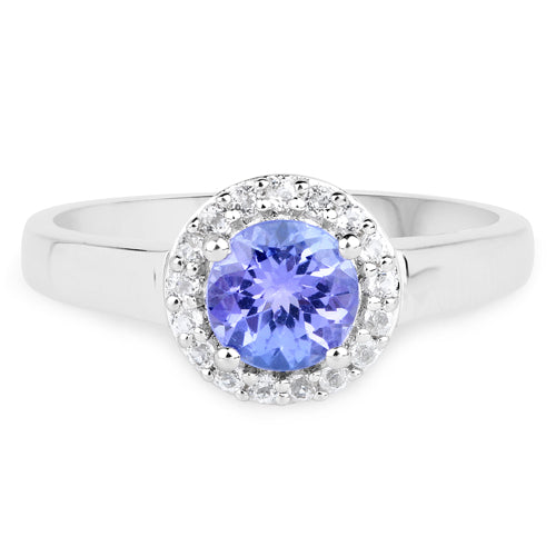 3.77 Carat Genuine Tanzanite and White Topaz .925 Sterling Silver 3 Piece Jewelry Set Ring, Earrings, and Pendant w/ Chain on sale at MyriadMart