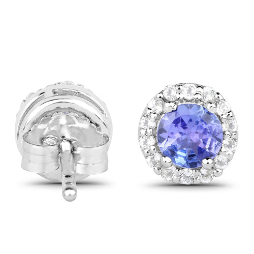 3.77 Carat Genuine Tanzanite and White Topaz .925 Sterling Silver 3 Piece Jewelry Set Ring, Earrings, and Pendant w/ Chain on sale at MyriadMart
