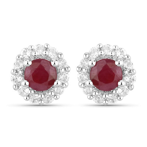 2.17 Carat Genuine Ruby and White Topaz .925 Sterling Silver Jewelry Set on sale at MyriadMart
