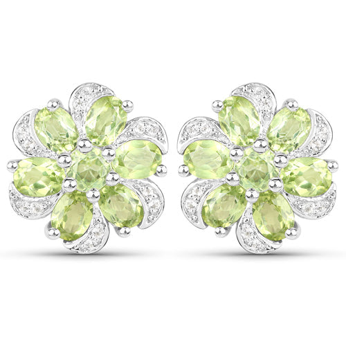 8.04 Carat Genuine Peridot and White Topaz .925 Sterling Silver 3 Piece Jewelry Set Ring, Earrings, and Pendant w/ Chain on sale at MyriadMart
